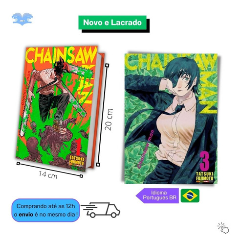 Chainsaw Man, Mangá Volume 1 Ao 3 - Kit Lacrado